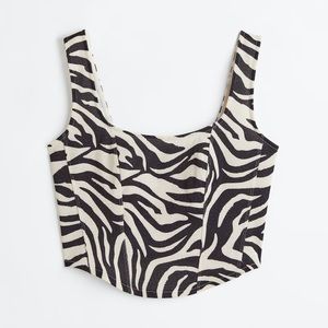 Light beige zebra print Bustier Top Size XS - Brand New with tags
